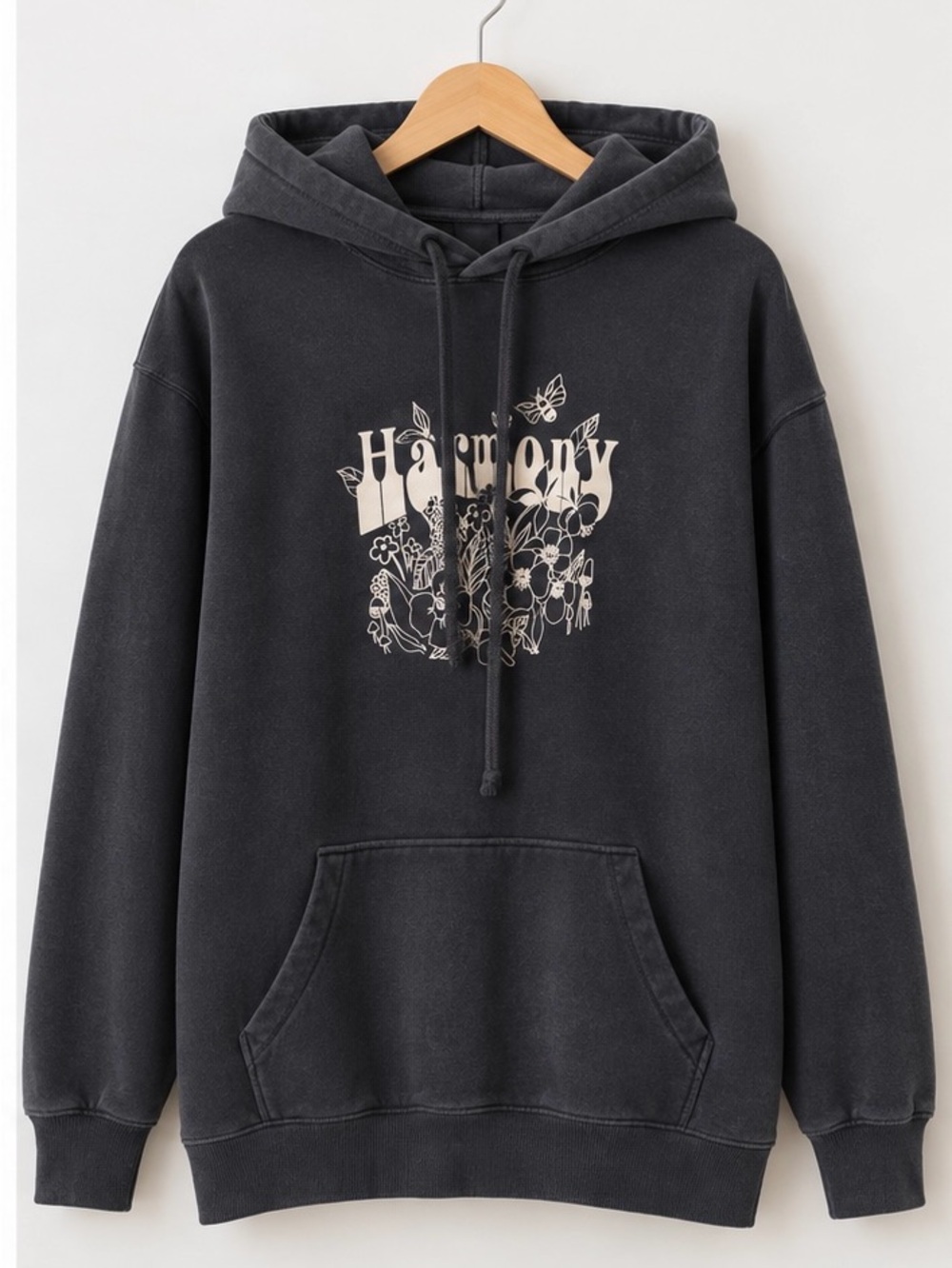 Levi's Black Hoodie with Cream Floral 'Harmony' Graphic